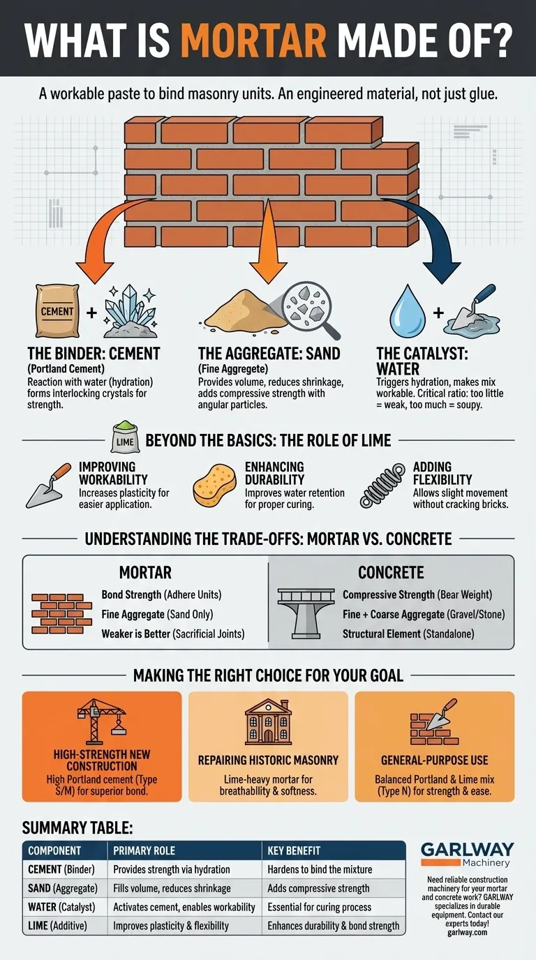 몰탈은 무엇으로 만들어지나요? 시멘트, 모래, 물 및 석회 설명 시각적 가이드
