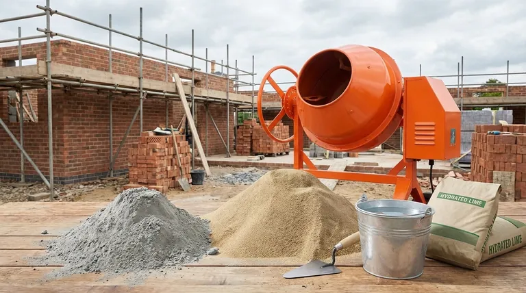 몰탈은 무엇으로 만들어지나요? 시멘트, 모래, 물 및 석회 설명