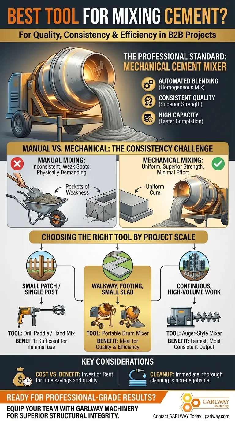 시멘트 혼합에 가장 좋은 도구는 무엇인가요? 우수한 품질을 위한 기계식 믹서 시각적 가이드