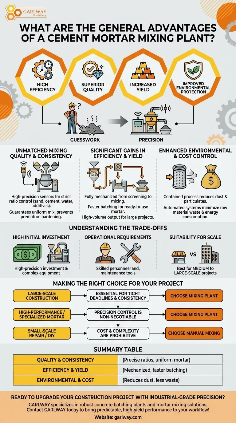 ما هي المزايا العامة لمحطة خلط الملاط الأسمنتي؟ تحقيق كفاءة عالية وجودة فائقة دليل مرئي