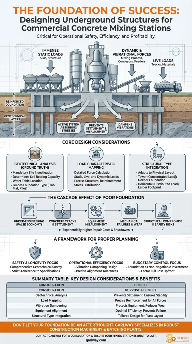 ¿Cuál es la importancia de diseñar la cimentación y la estructura subterránea de una planta de mezcla de concreto comercial? Garantice la seguridad y la eficiencia a largo plazo Guía Visual