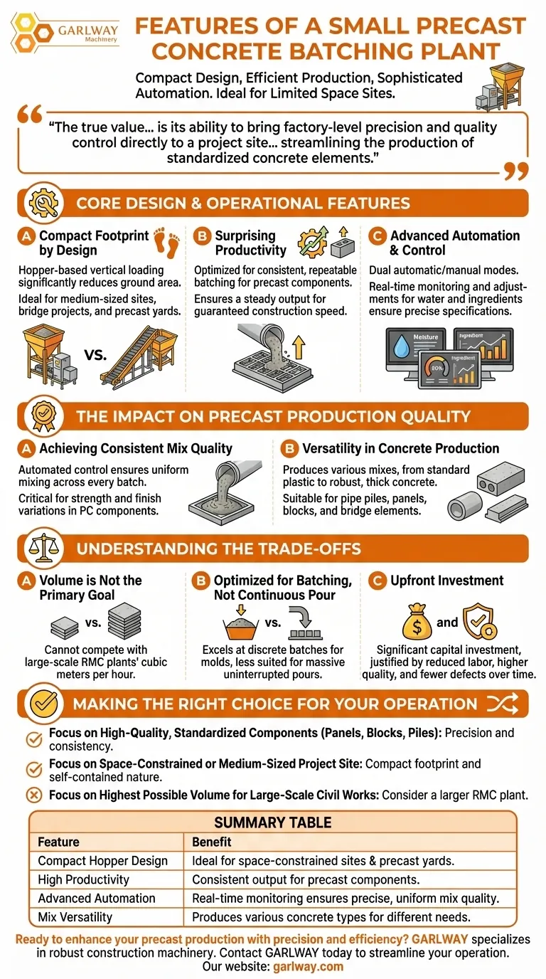 ما هي ميزات محطة خلط الخرسانة مسبقة الصنع الصغيرة؟ زيادة الجودة والكفاءة في موقعك دليل مرئي