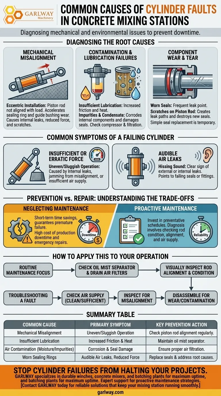 What are the common causes of cylinder faults in a concrete mixing station? Prevent Costly Downtime Now Visual Guide