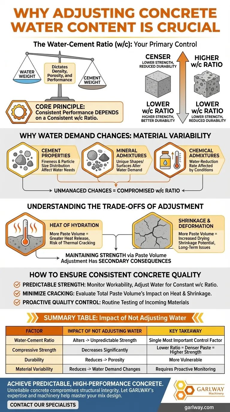 Pourquoi est-il important d'ajuster la teneur en eau du béton ? Pour assurer une résistance et une durabilité constantes Guide Visuel