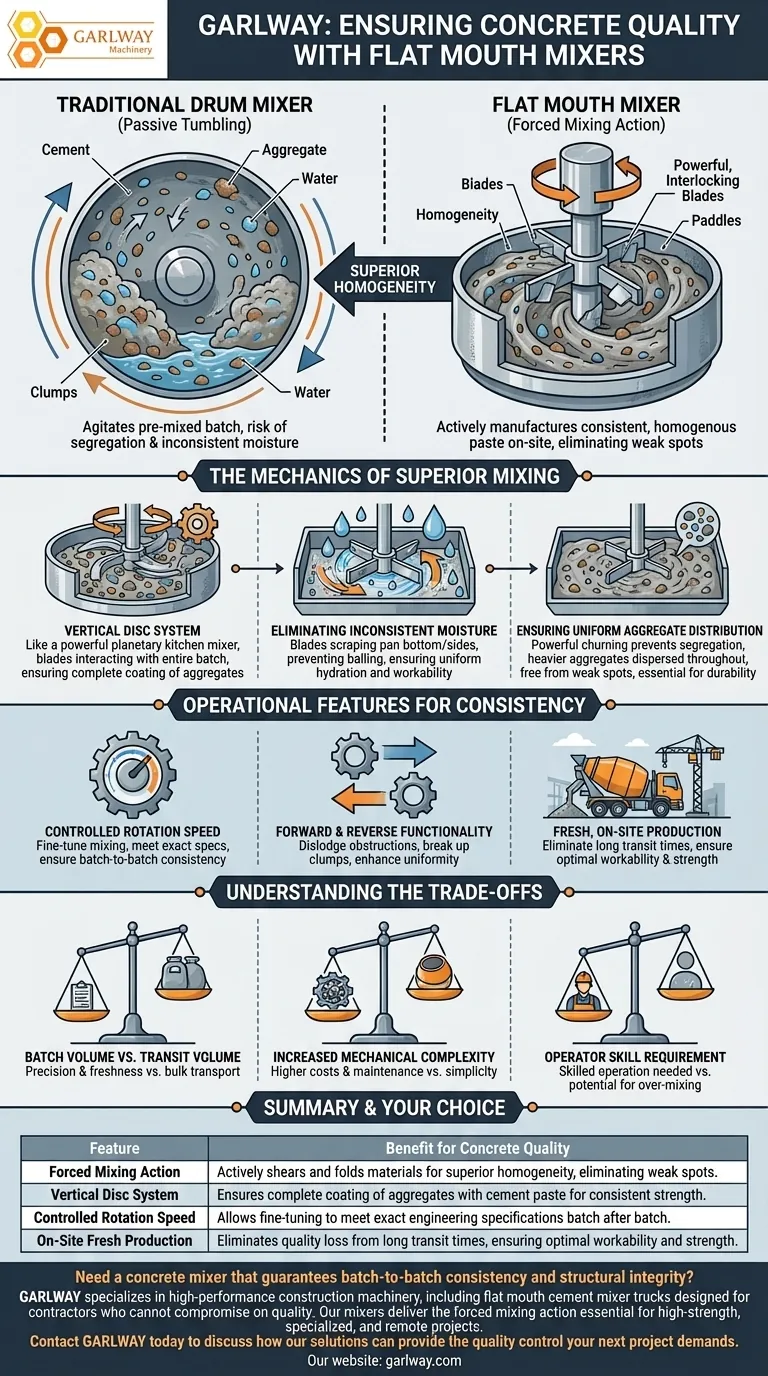 كيف يضمن خلاط الأسمنت ذو الفم المسطح جودة خليط الخرسانة؟ تجانس فائق للمشاريع عالية القوة دليل مرئي