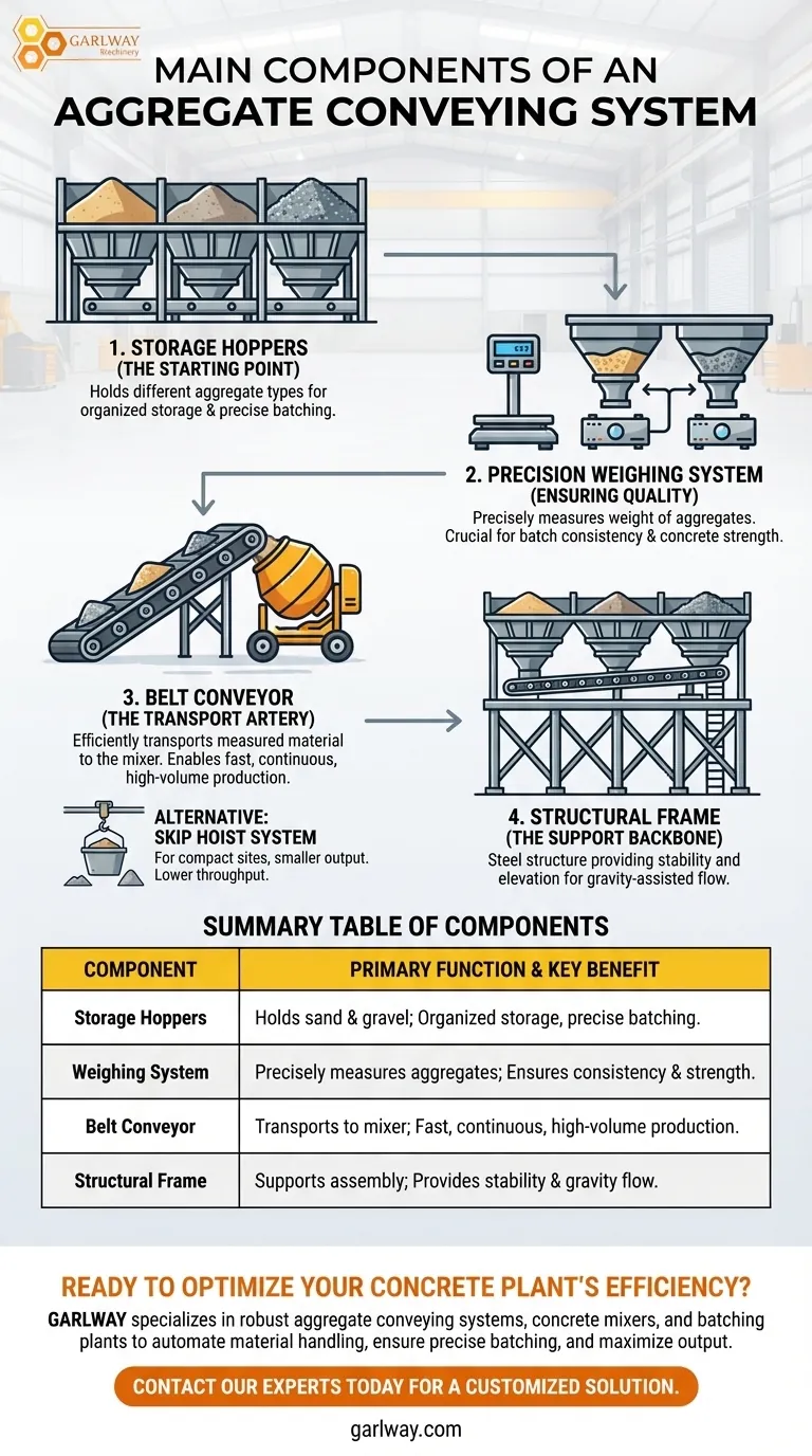 Quais são os principais componentes do sistema de transporte de agregados? Otimize a eficiência da sua central de concreto Guia Visual