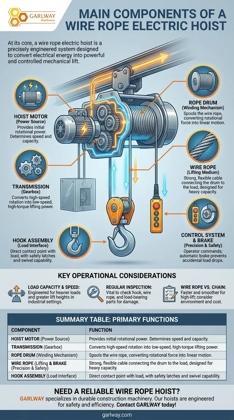 ¿Cuáles son los componentes principales de un polipasto eléctrico de cable de acero? | Las partes clave explicadas Guía Visual
