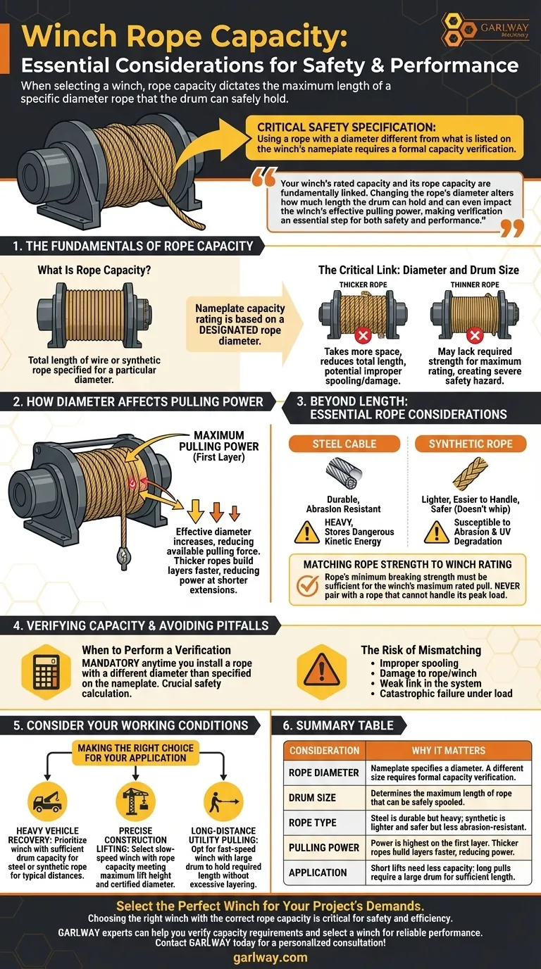 ¿Qué se debe considerar sobre la capacidad de la cuerda al seleccionar un cabrestante? Garantice la seguridad y el rendimiento Guía Visual