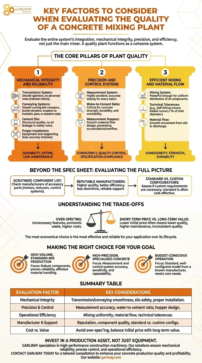 在混凝土搅拌站的评估中，关键因素有哪些？选择一个可靠且高效的系统 图解指南