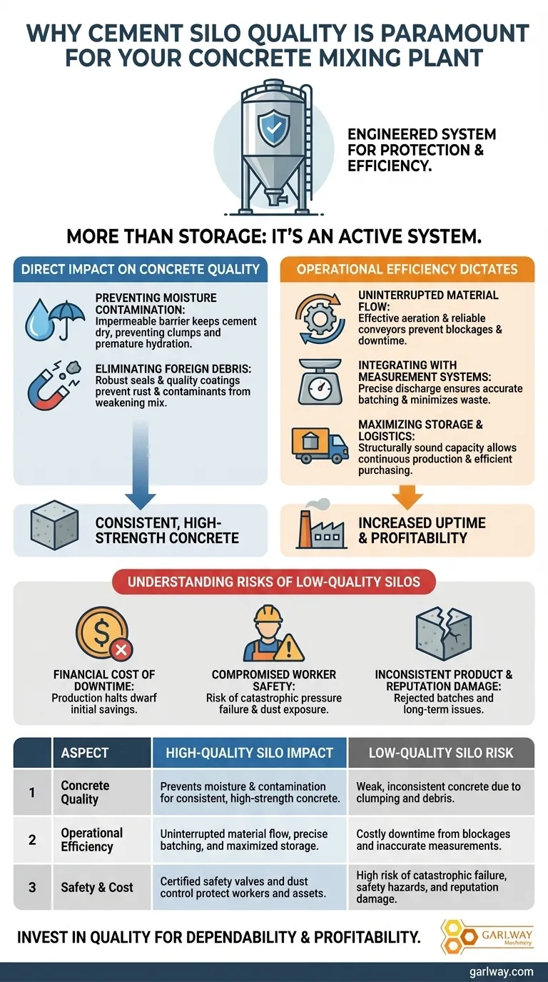 ¿Por qué es importante la calidad del silo de cemento en una planta de mezcla de concreto? Garantice una producción de concreto confiable Guía Visual