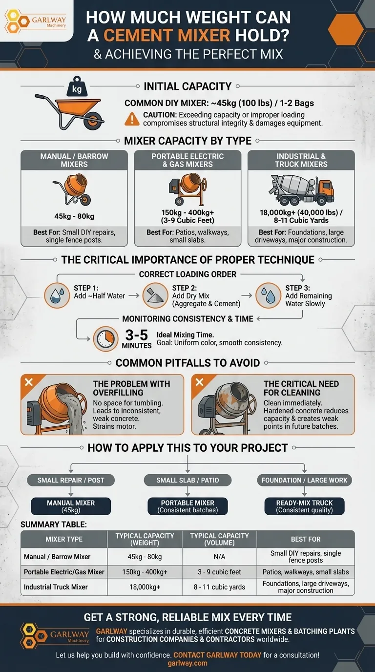 Quelle est la capacité de poids d'une bétonnière ? Un guide pour choisir la bonne taille pour votre projet Guide Visuel