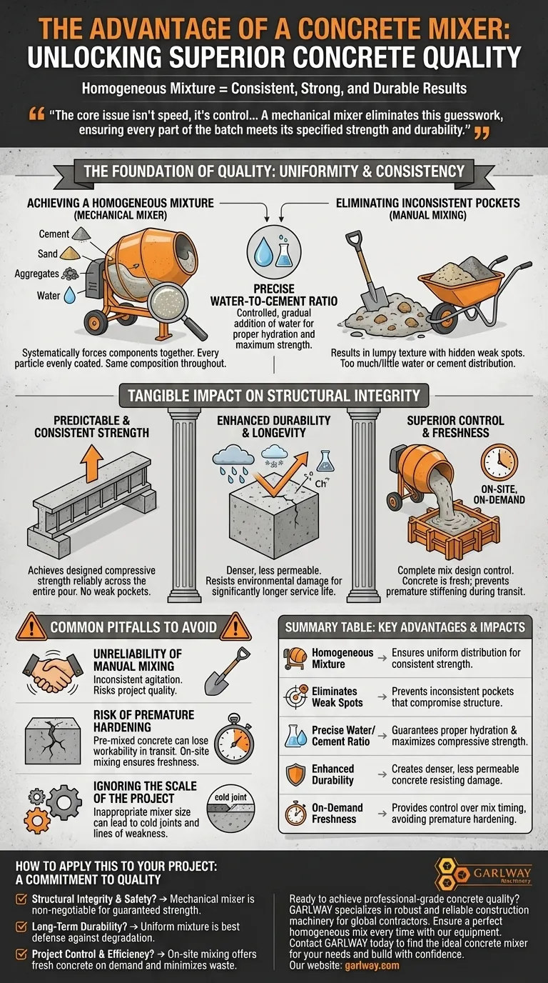 Qual è il vantaggio di una betoniera in termini di qualità del calcestruzzo? Garantire integrità strutturale e durabilità Guida Visiva