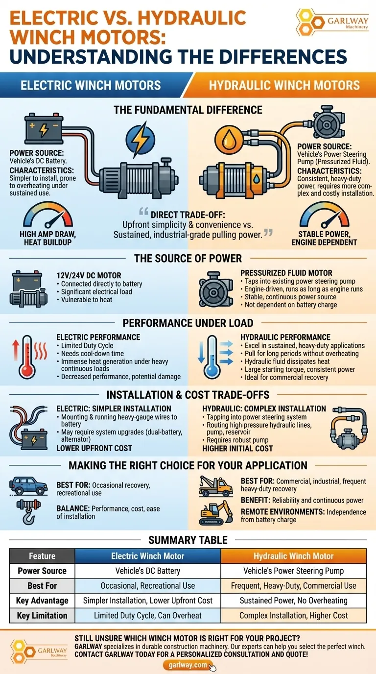 ¿Cuáles son las diferencias entre los motores de cabrestante eléctricos e hidráulicos? Elija la potencia adecuada para su trabajo Guía Visual