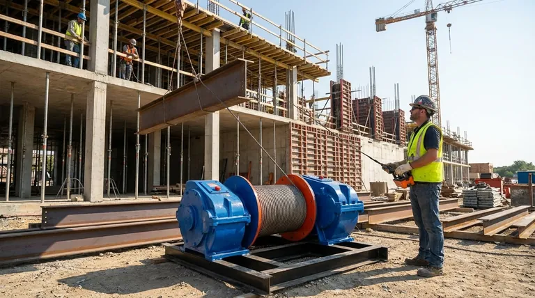 How does using a winch on a construction site help prevent accidents? Replace Manual Strain with Mechanical Control