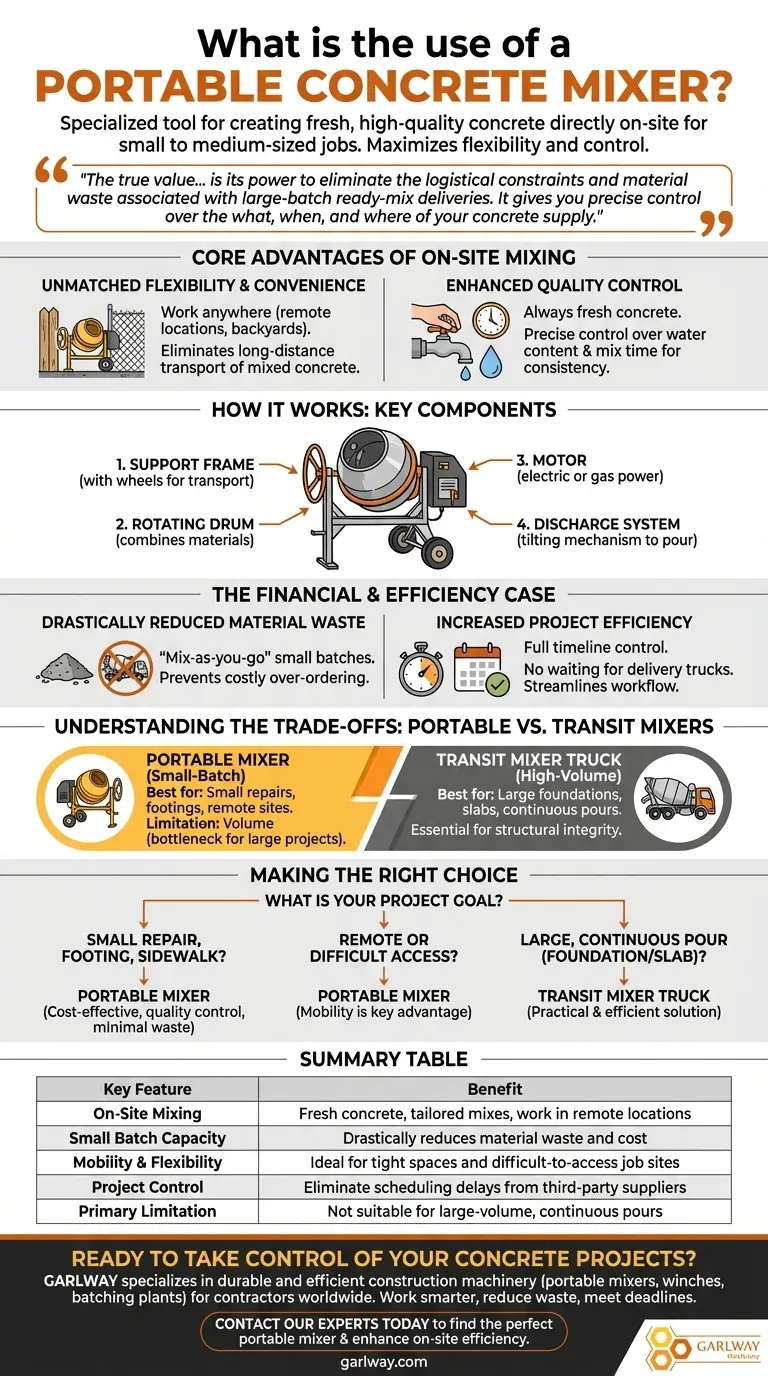 Quelle est l'utilité d'une bétonnière portable ? Maximiser le contrôle et l'efficacité sur site Guide Visuel