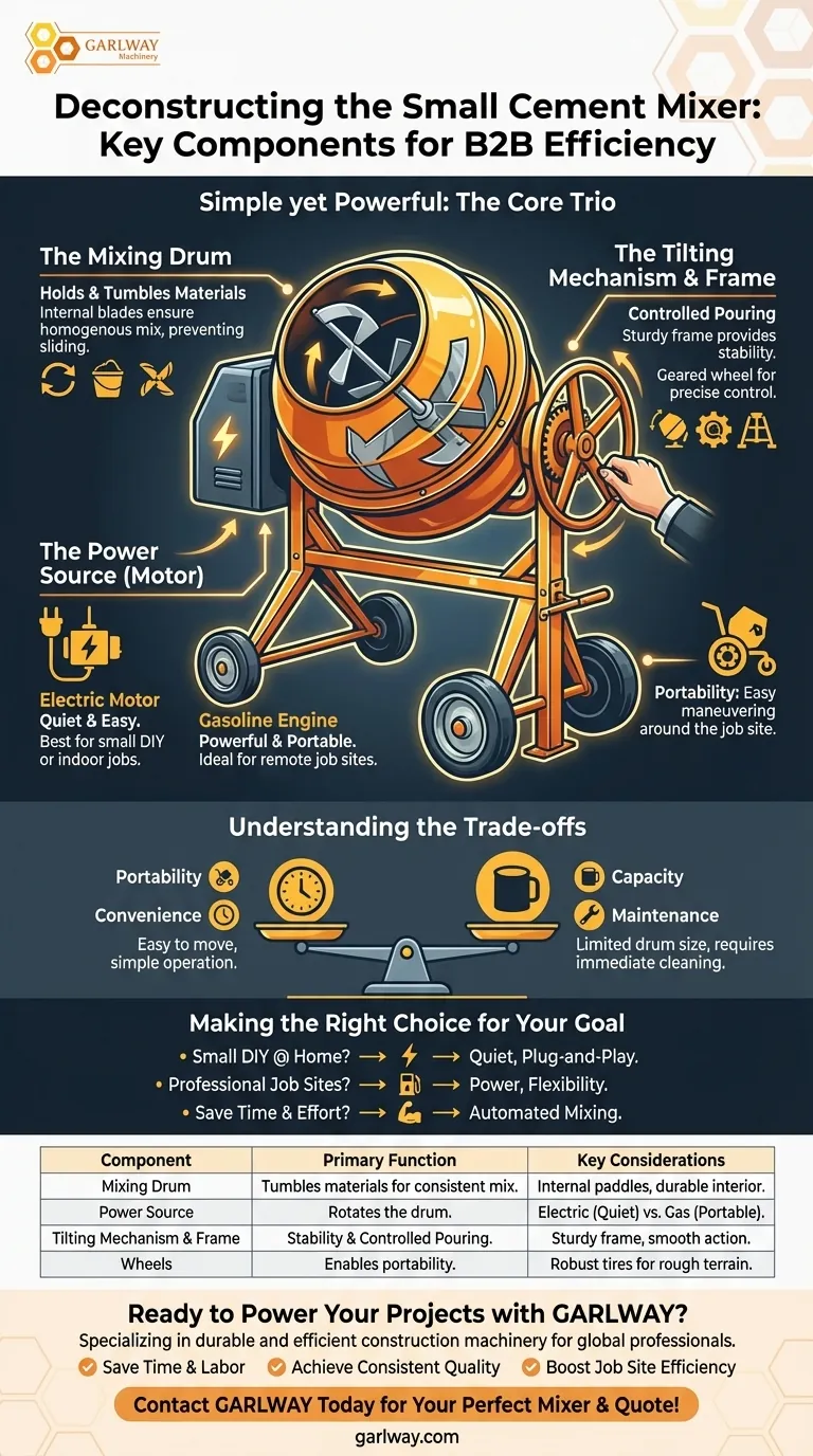 ما هي المكونات الرئيسية لخلاطة الأسمنت الصغيرة؟ اكتشف البساطة وراء الخلط الفعال دليل مرئي