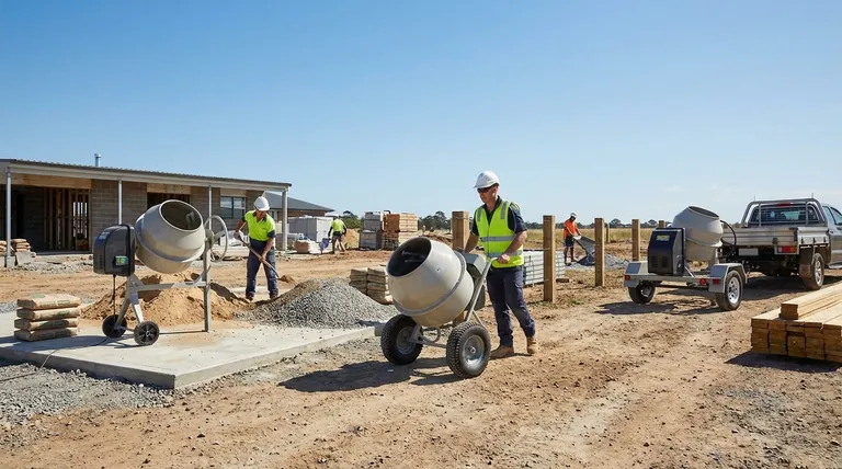 小型セメントミキサーはどのように配置または移動できますか?作業現場の効率を最大化する