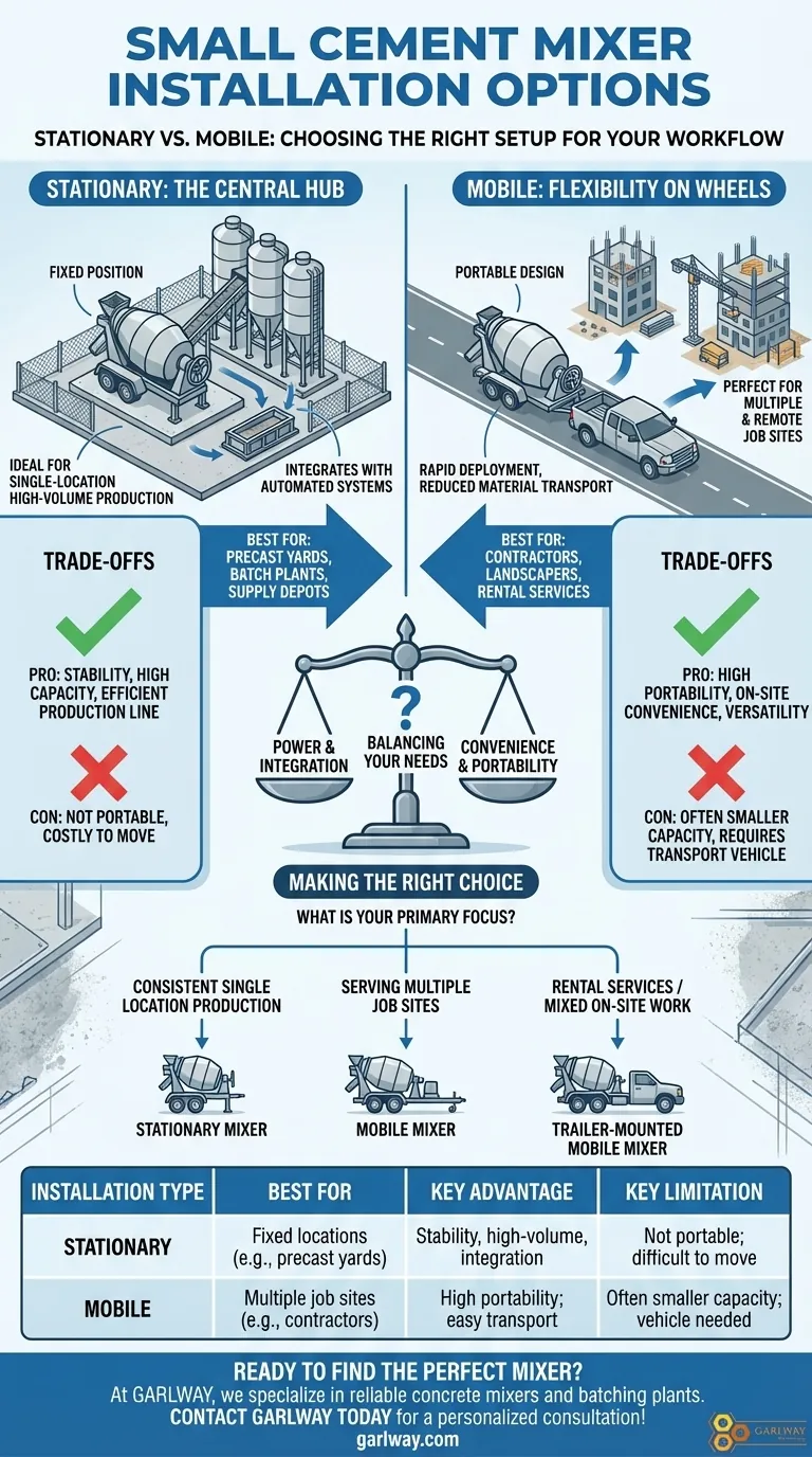 What are the installation options for small cement mixers? Choose the Right Setup for Your Job Site Visual Guide