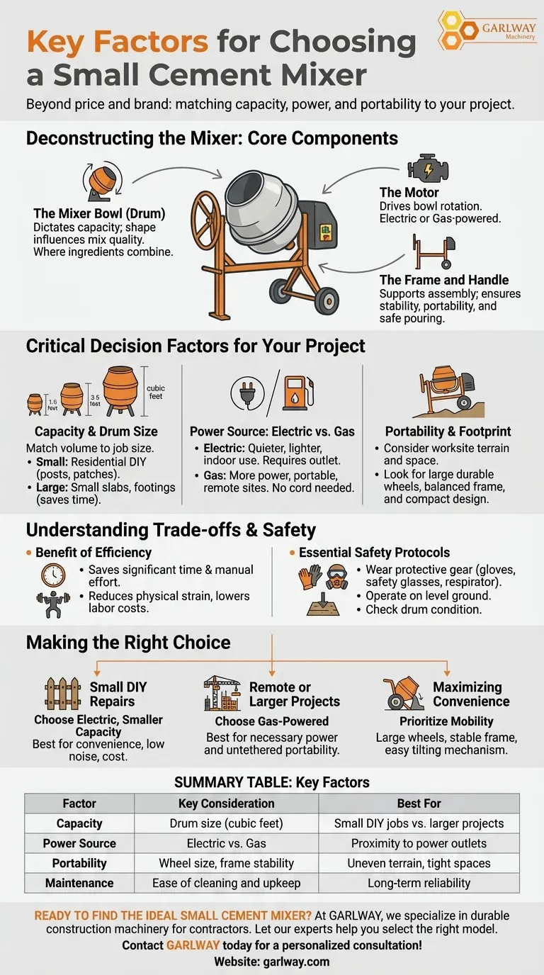 小型セメントミキサーを購入する前に考慮すべき要素は何ですか？プロジェクトに最適なものを見つけましょう。 ビジュアルガイド