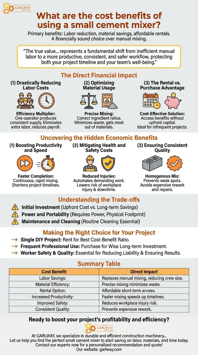 使用小型水泥搅拌机有哪些成本效益？节省劳动力、材料和时间 图解指南