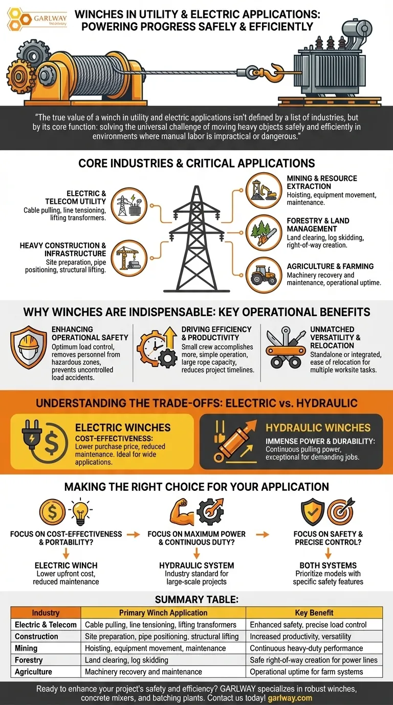 哪些行业在公用事业和电力应用中受益于绞盘？提高效率和安全性 图解指南
