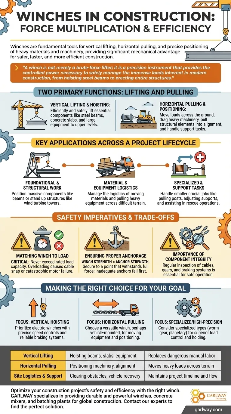 Come vengono applicati i verricelli nell'industria edile? Essenziali per il sollevamento, il traino e il posizionamento Guida Visiva