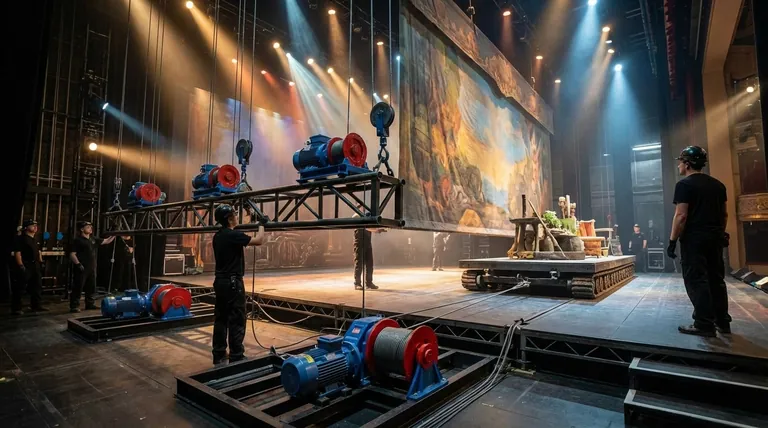 How are winches employed in theater productions? Powering Dynamic Stage Automation