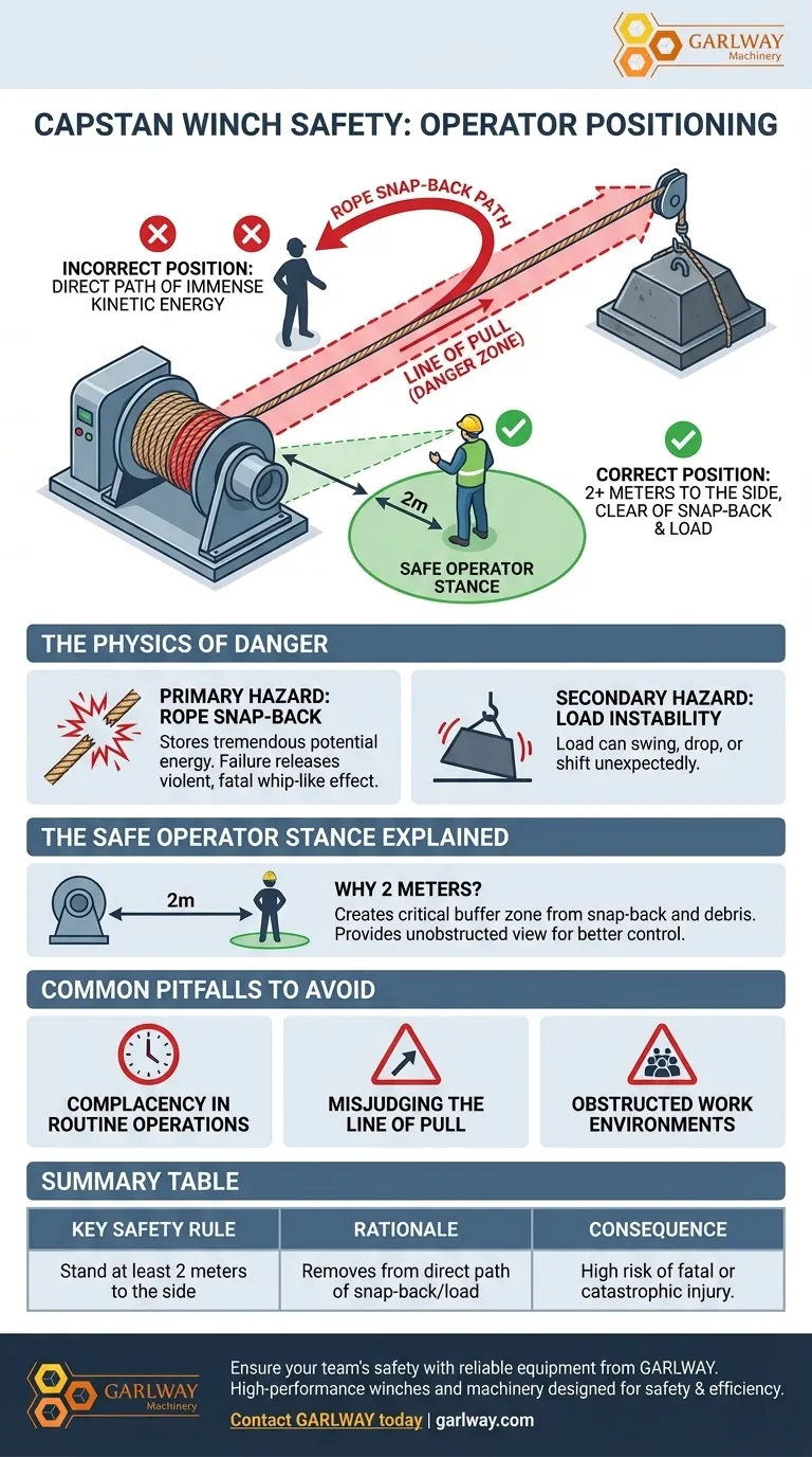 ¿Por qué es importante la posición del operador para la seguridad en las operaciones de cabrestante de tambor? Evite lesiones catastróficas Guía Visual