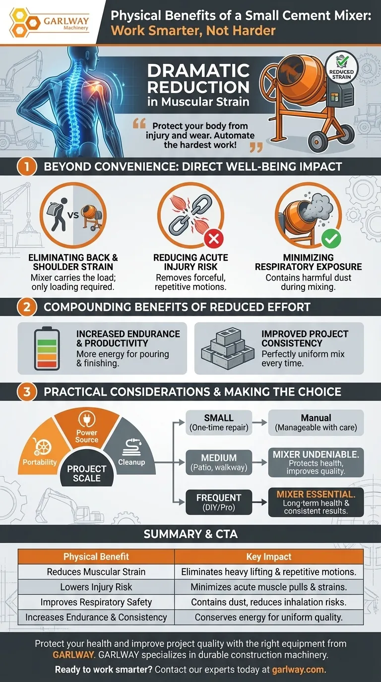 使用小型水泥搅拌机有哪些身体上的好处？减轻劳损，预防伤害 图解指南