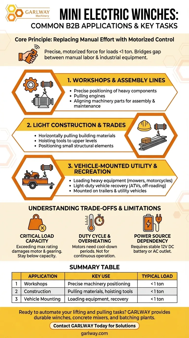 ミニ電動ウインチの一般的な用途は何ですか？ワークショップと建設現場での効率向上 ビジュアルガイド