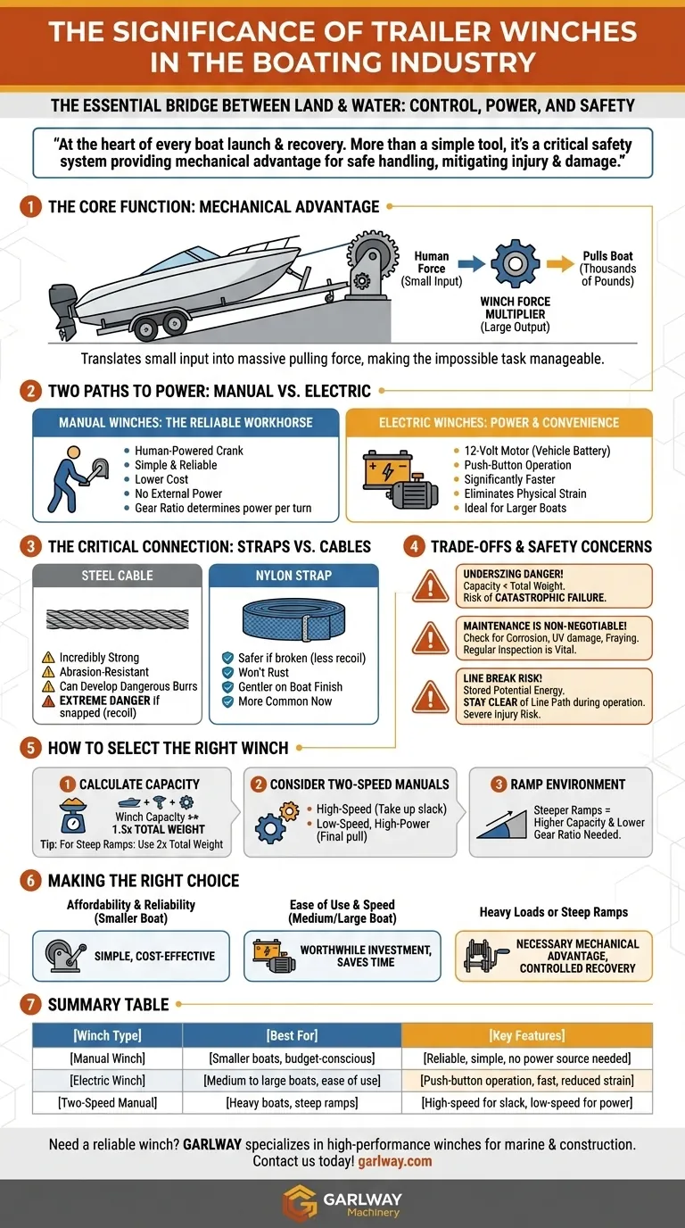 ما هي أهمية الرافعات (الونشات) المقطورة في صناعة القوارب؟ ضمان استعادة آمنة وفعالة للقوارب دليل مرئي