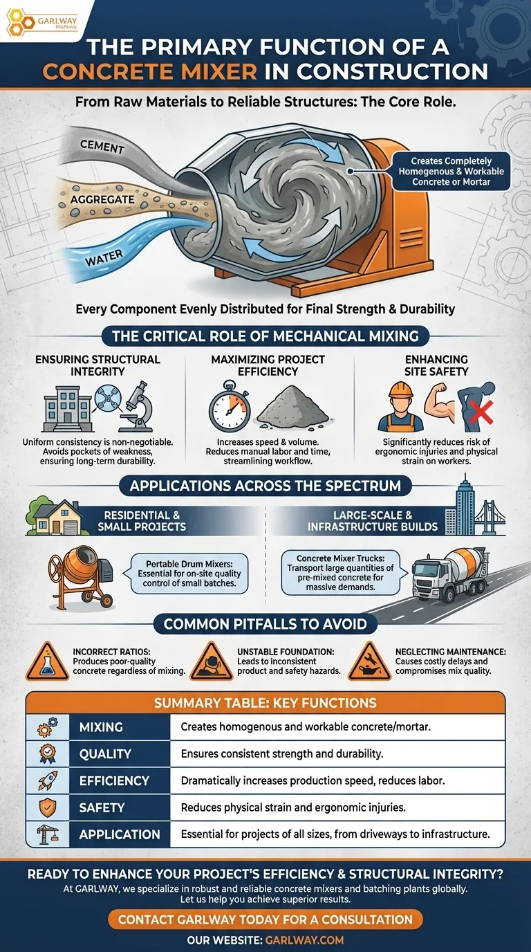 What is the primary function of a concrete mixer in construction? Achieve Homogenous & Strong Concrete Visual Guide