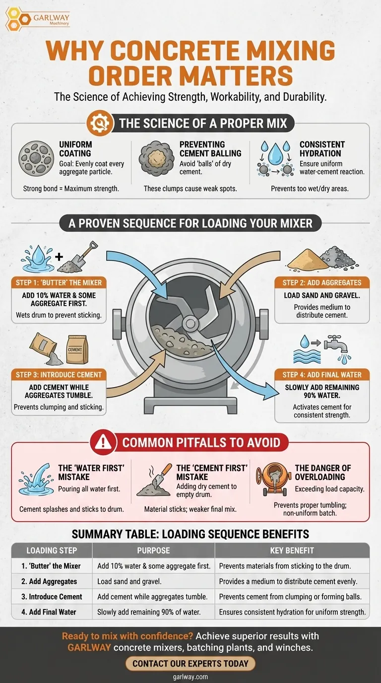 ¿Por qué es importante el orden de inserción de los materiales en la hormigonera? Garantiza resistencia y durabilidad Guía Visual