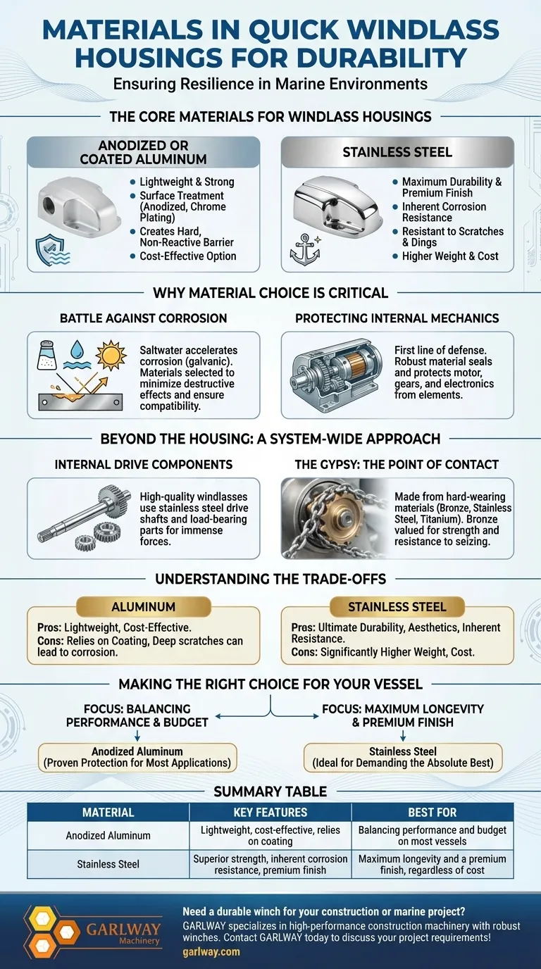 Quels matériaux sont utilisés dans les boîtiers de guindeau rapide pour la durabilité ? Choisissez l'acier inoxydable ou l'aluminium pour la robustesse marine Guide Visuel