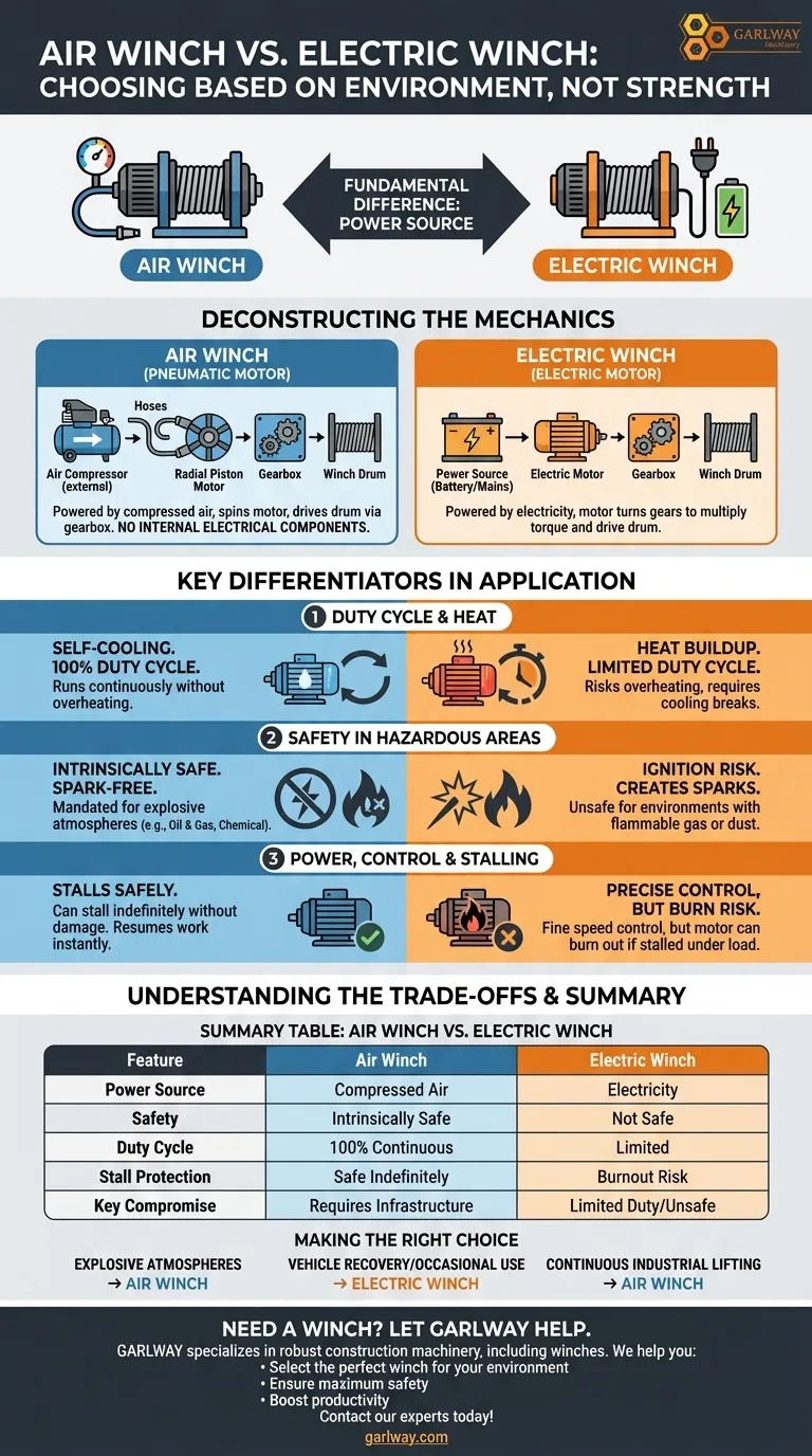 Como um guincho a ar difere de um guincho elétrico? Um guia para escolher a fonte de energia certa Guia Visual