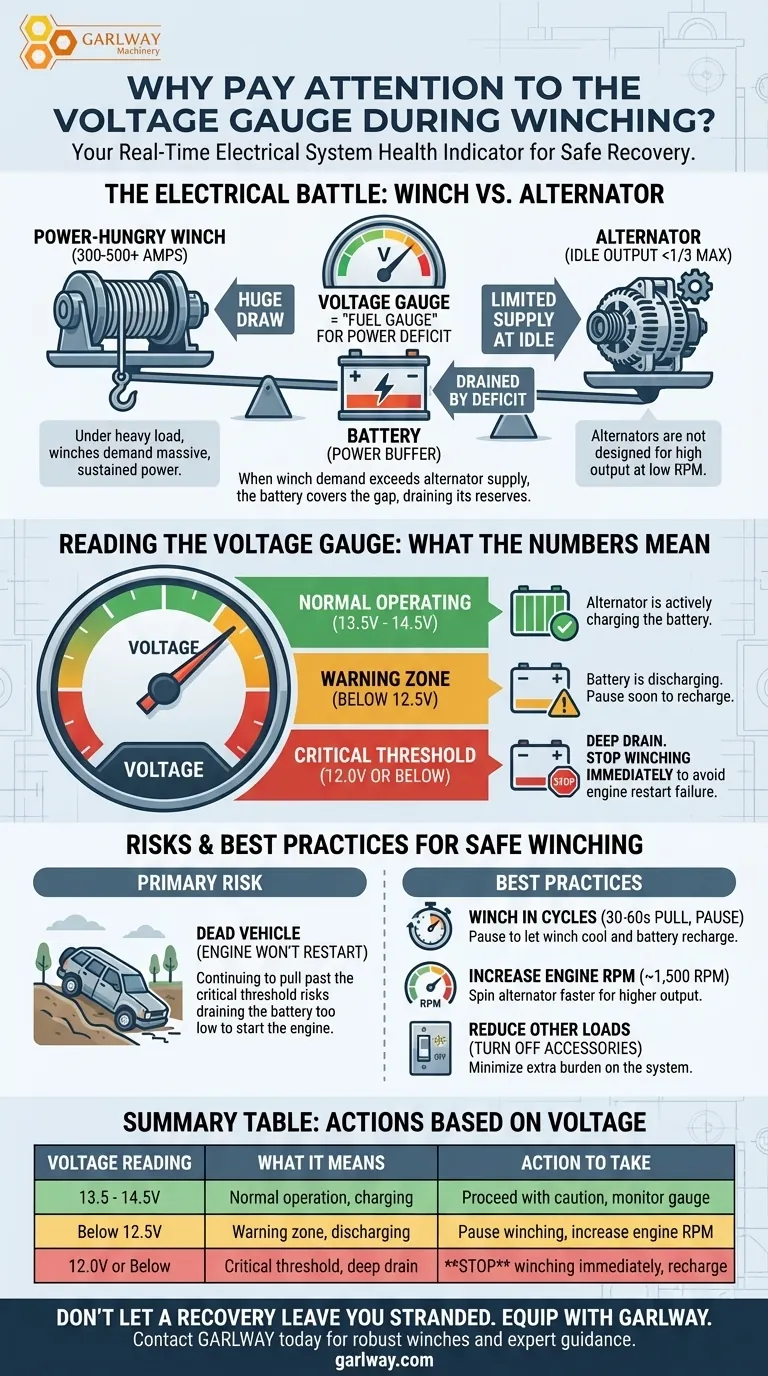 Pourquoi faut-il surveiller la jauge de tension pendant le treuillage ? Prévenir une batterie à plat et assurer une récupération en toute sécurité Guide Visuel