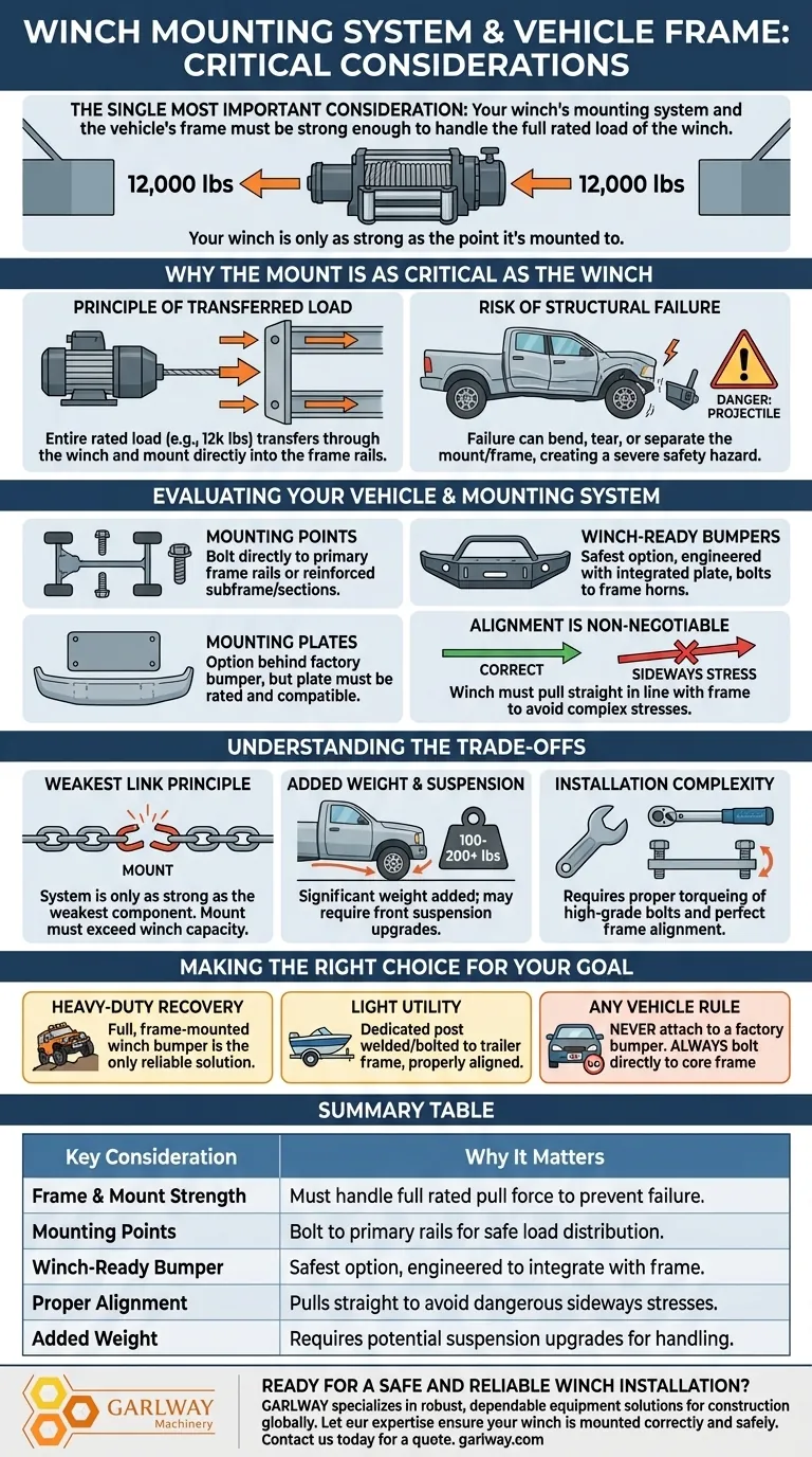 O que você deve considerar em relação ao sistema de montagem do guincho e ao chassi do veículo? Garanta uma Recuperação Segura e Potente Guia Visual