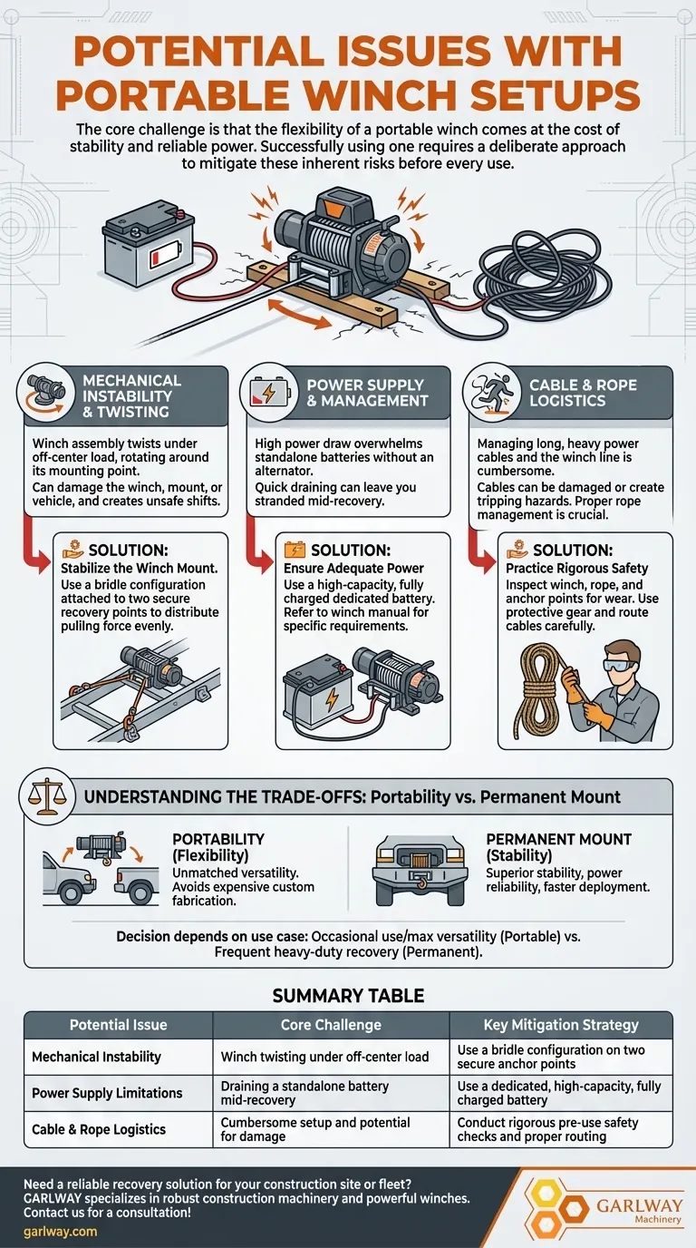 便携式绞盘设置可能存在哪些问题？避免不稳和断电 图解指南