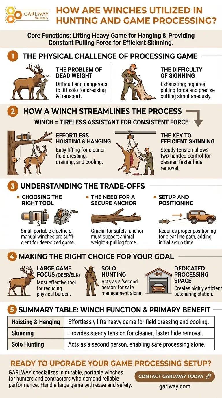 Como os guinchos são utilizados na caça e no processamento de caça? Levante e depile facilmente caça grande Guia Visual