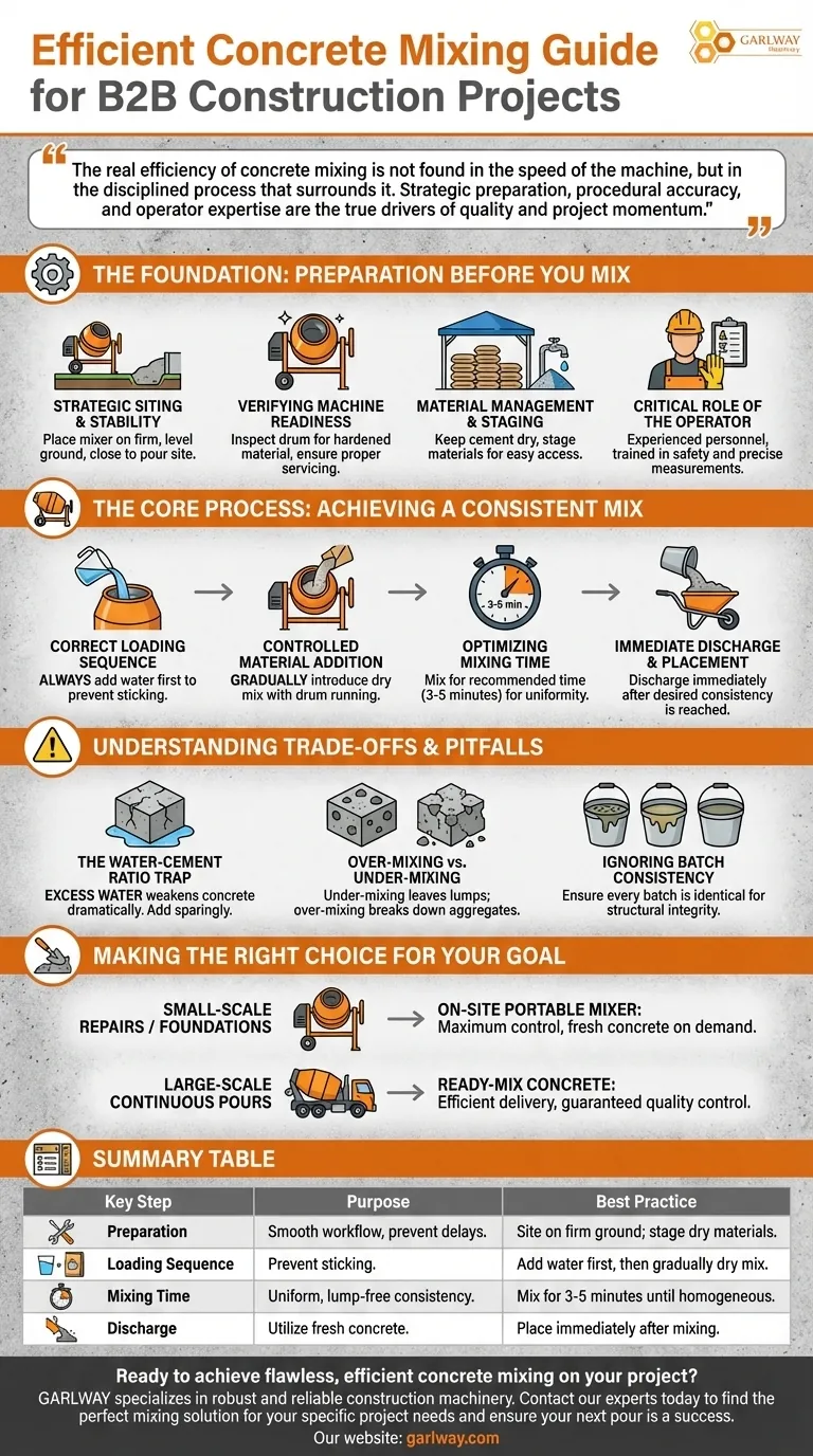 Comment mélanger efficacement le béton dans une bétonnière ? Maîtrisez le processus pour la qualité et la rapidité Guide Visuel