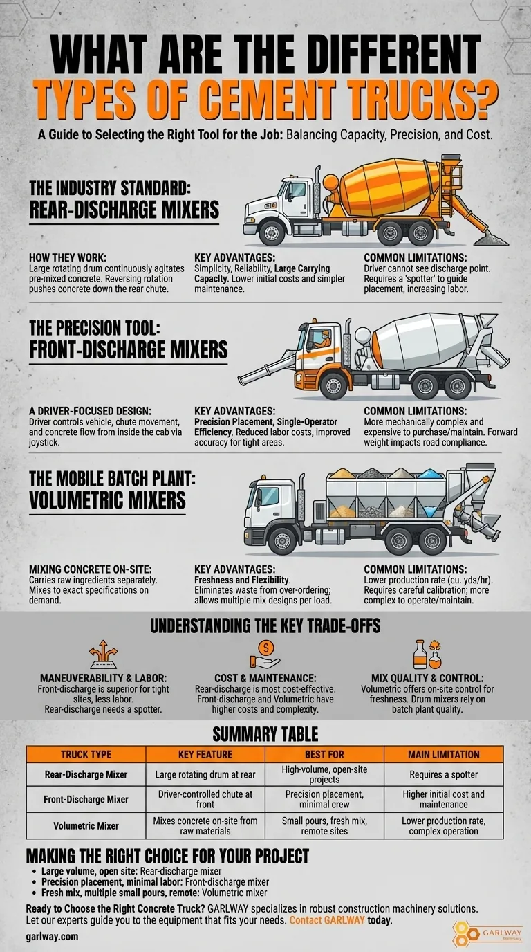 콘크리트 트럭의 종류는 무엇인가요? 타설에 적합한 트럭 선택하기 시각적 가이드