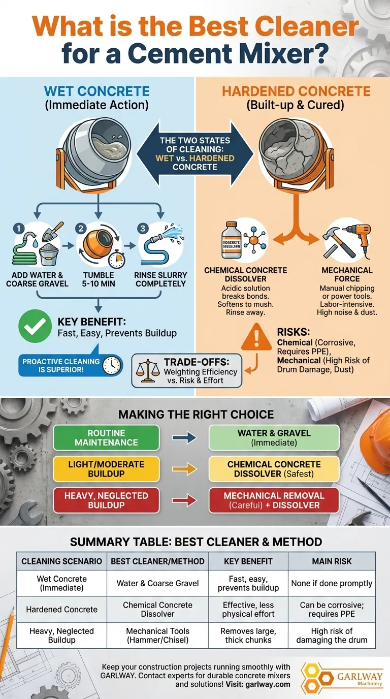 Quel est le meilleur nettoyant pour une bétonnière ? Master Wet contre le retrait de béton durci Guide Visuel