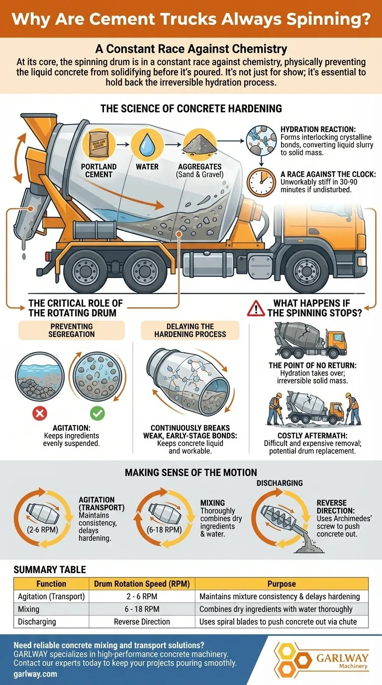 Pourquoi les camions malaxeurs tournent-ils toujours ? Pour empêcher le béton de durcir prématurément Guide Visuel