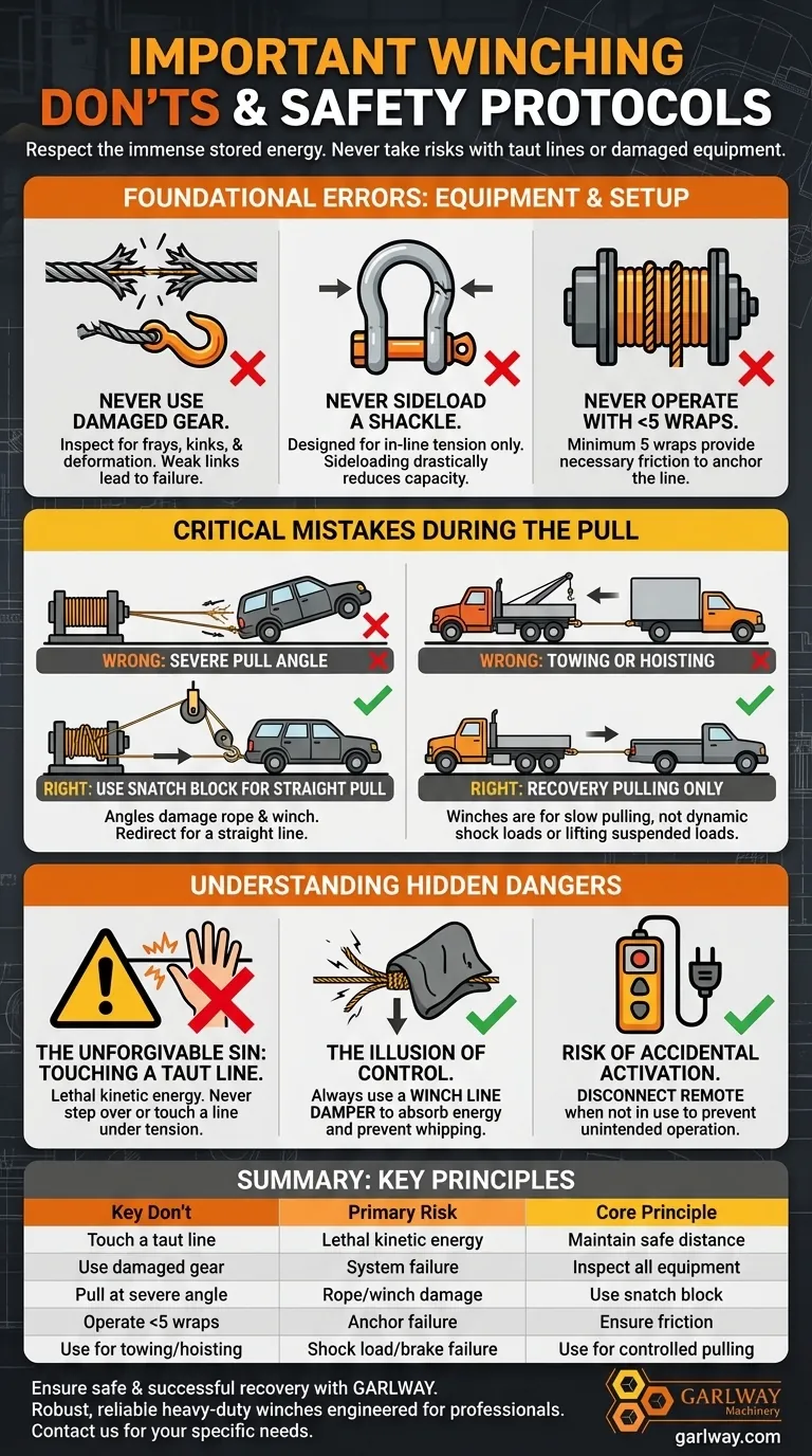 重要なウインチ操作の「禁止事項」とは？壊滅的な故障と怪我を回避する ビジュアルガイド
