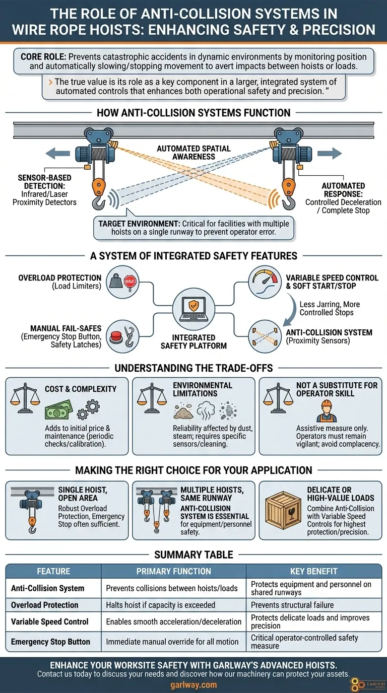 와이어 로프 호이스트에서 충돌 방지 시스템의 역할은 무엇인가요? 다중 호이스트 작업의 필수 안전 시각적 가이드