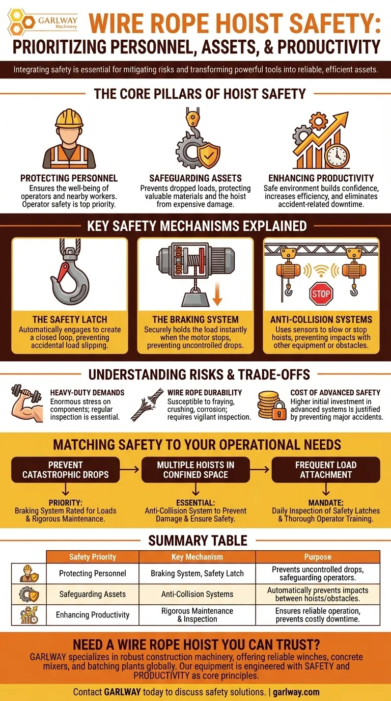 와이어 로프 호이스트 사용 시 안전을 우선시하는 것이 중요한 이유는 무엇인가요? 작업자와 자산 보호 시각적 가이드