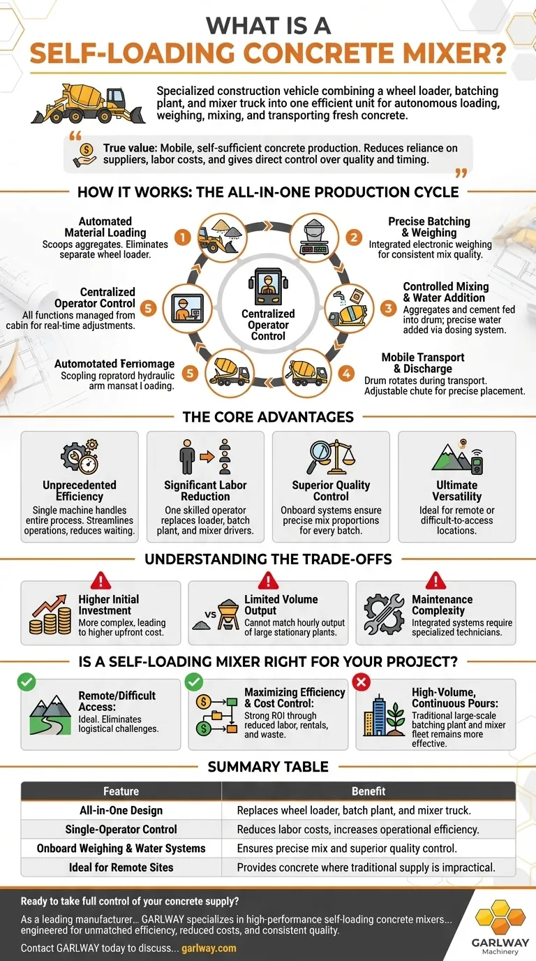 What is a self-loading concrete mixer? A Mobile Concrete Plant for On-Site Efficiency Visual Guide
