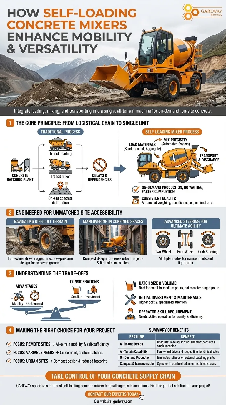 كيف تعزز خلاطات الخرسانة ذاتية التحميل التنقل وتعدد الاستخدامات؟ تعزيز كفاءة الموقع دليل مرئي