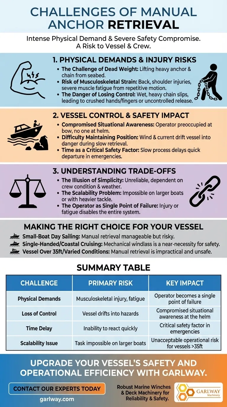 ما هي تحديات استعادة المرساة اليدوية؟ المخاطر الرئيسية لسلامة السفينة والتحكم فيها دليل مرئي