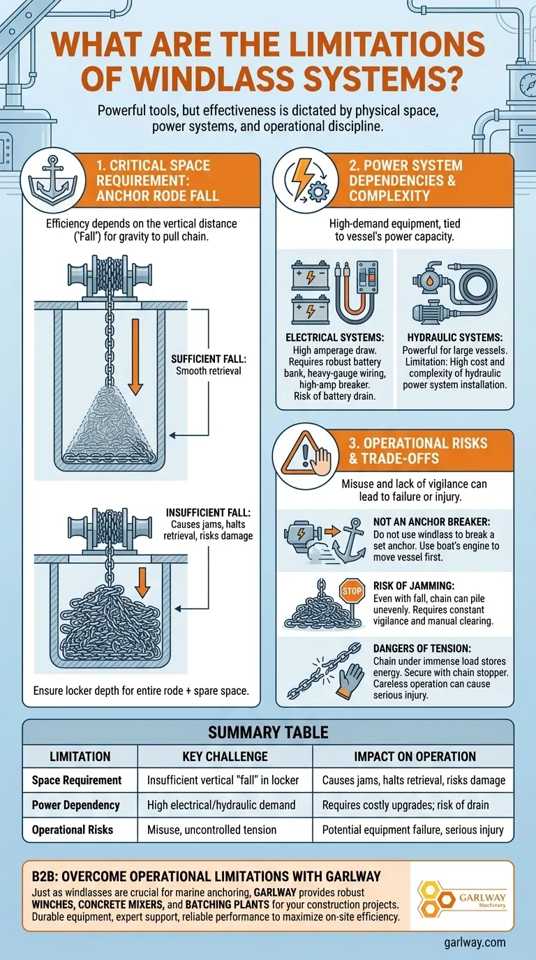 윈드라스 시스템의 한계는 무엇인가요? 걸림, 전력 문제 및 안전 위험 방지 시각적 가이드